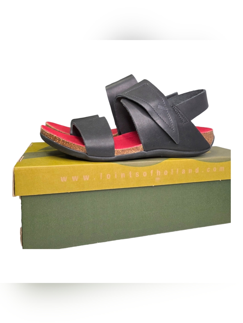 Loints of Holland Valeria Black Leather Minimalist Lagenlook Sandals Size 37